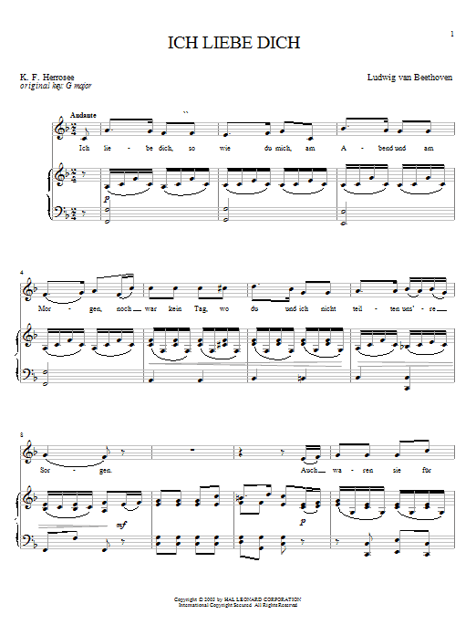 Product picture to: Ich Liebe Dich (I Love You) (Beethoven)