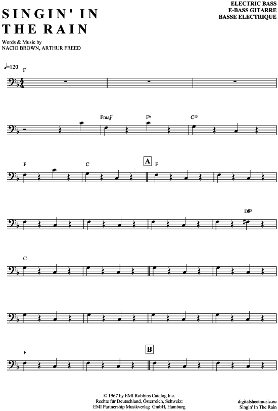 Product gallery: Page 1 of 4 Singin in the rain , Evans, Brian, Bass Guitar