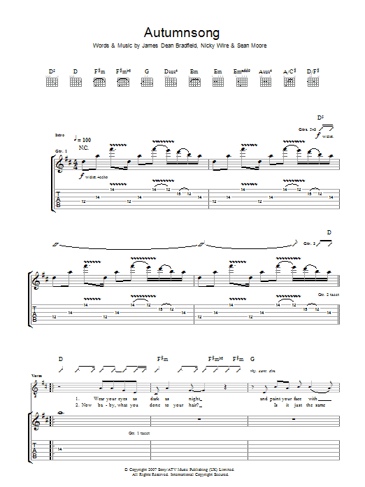 Produktgalerie: Seite 1 von 1 Autumnsong, Manic Street Preachers, Gitarre
