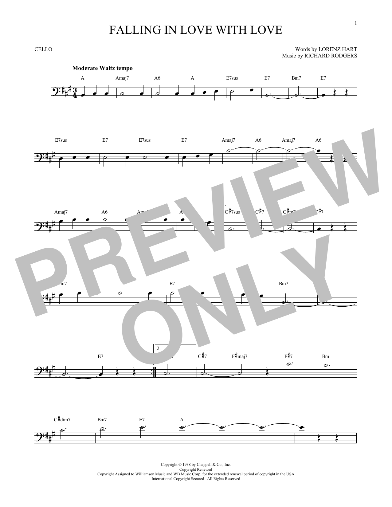 Produktgalerie: Seite 1 von 1 Falling In Love With Love, Rodgers & Hart, Violoncello