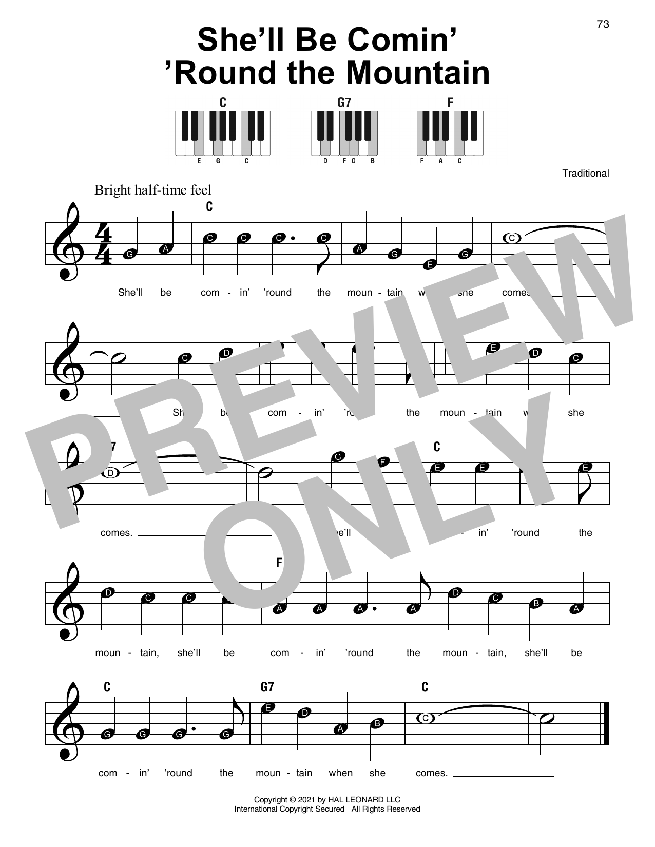Produktgalerie: Seite 1 von 1 She'll Be Comin' 'Round The Mountain, Traditional, Klavier