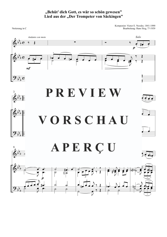 Product gallery: Page 2 of 5 Behüt’ dich Gott, es wär so schön gewesen, , Solo In B-Flat Or C and Trombone Choir