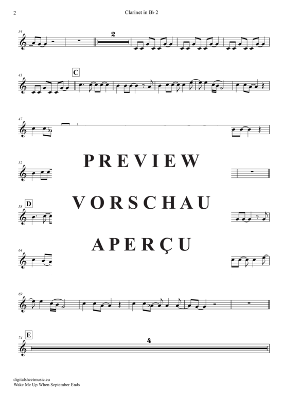 Product gallery: Page 13 of 21 Wake Me Up When September Ends , Green Day, (clarinet trio + piano)