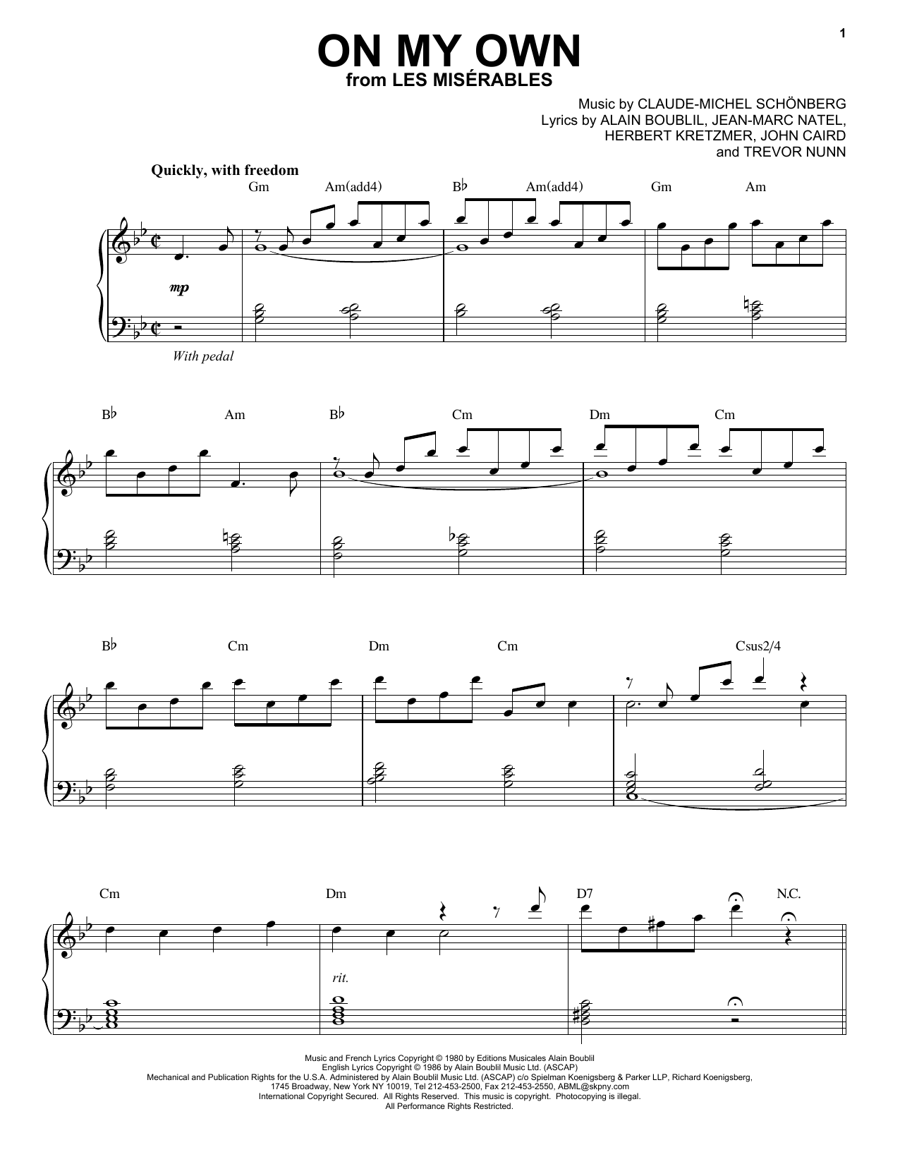 Produktbild zu: On My Own (from Les Miserables)