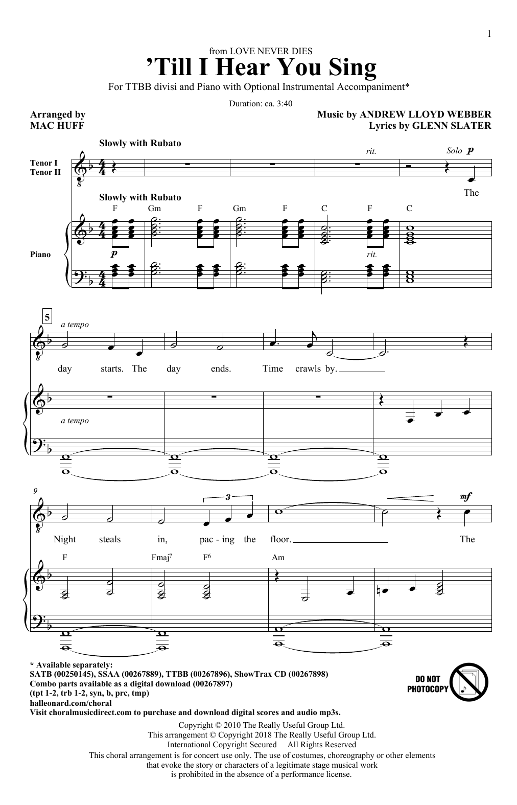 Product picture to: 'Til I Hear You Sing (arr. Mac Huff)
