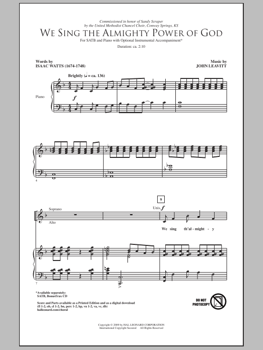 Product gallery: Page 1 of 1 We Sing The Almighty Power Of God, Isaac Watts