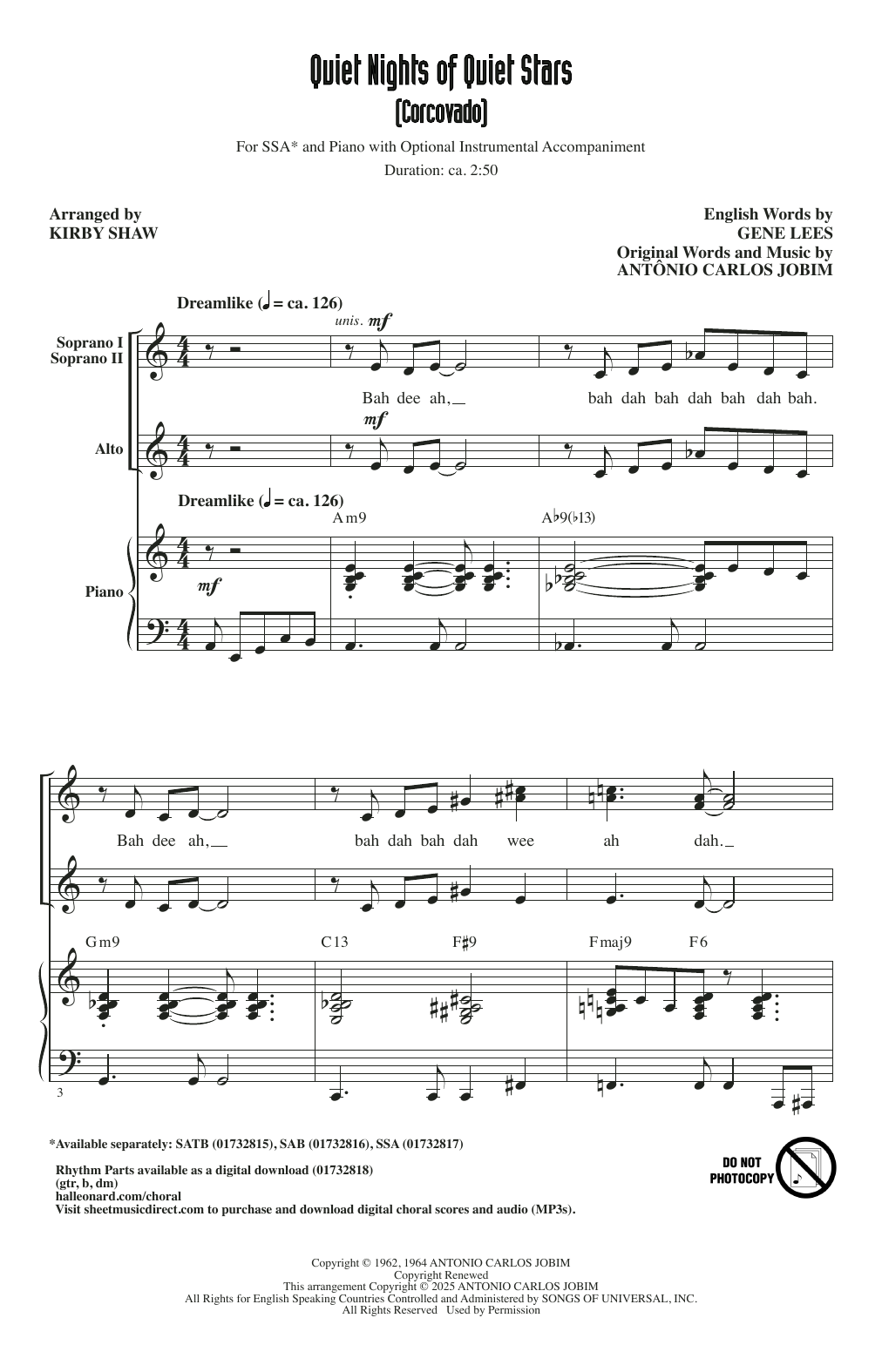 Produktgalerie: Seite 1 von 1 Quiet Nights Of Quiet Stars (Corcovado) (arr. Kirby Shaw), Antonio Carlos Jobim, Chor