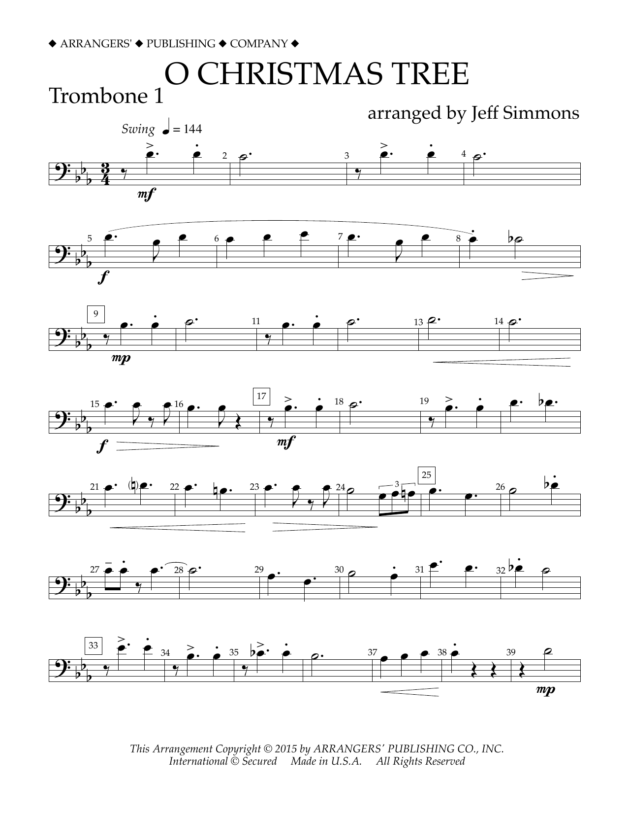 Product gallery: Page 1 of 1 O Christmas Tree - Trombone 1, Jeff Simmons