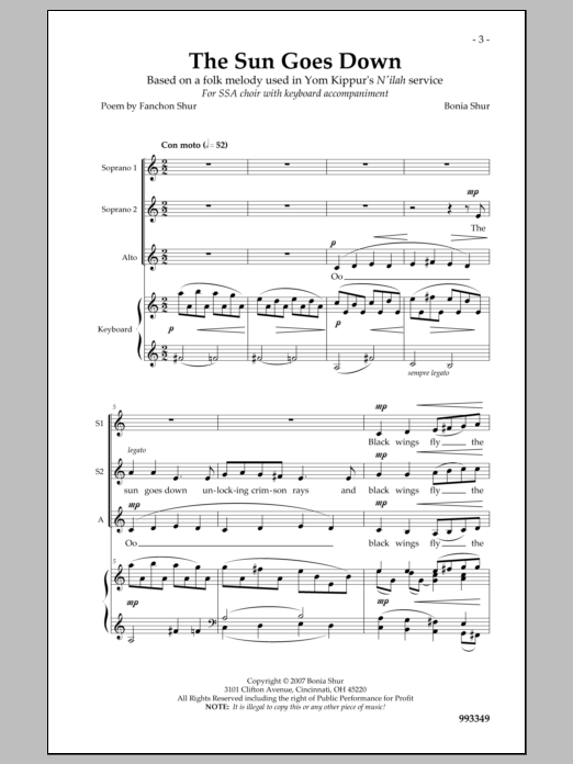 Produktgalerie: Seite 1 von 1 The Sun Goes Down, Bonia Shur, Chor