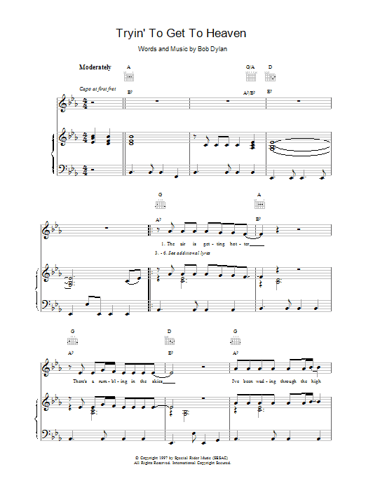 Produktgalerie: Seite 1 von 1 Tryin'To Get To Heaven, Bob Dylan, Gesang, Gitarre, Klavier