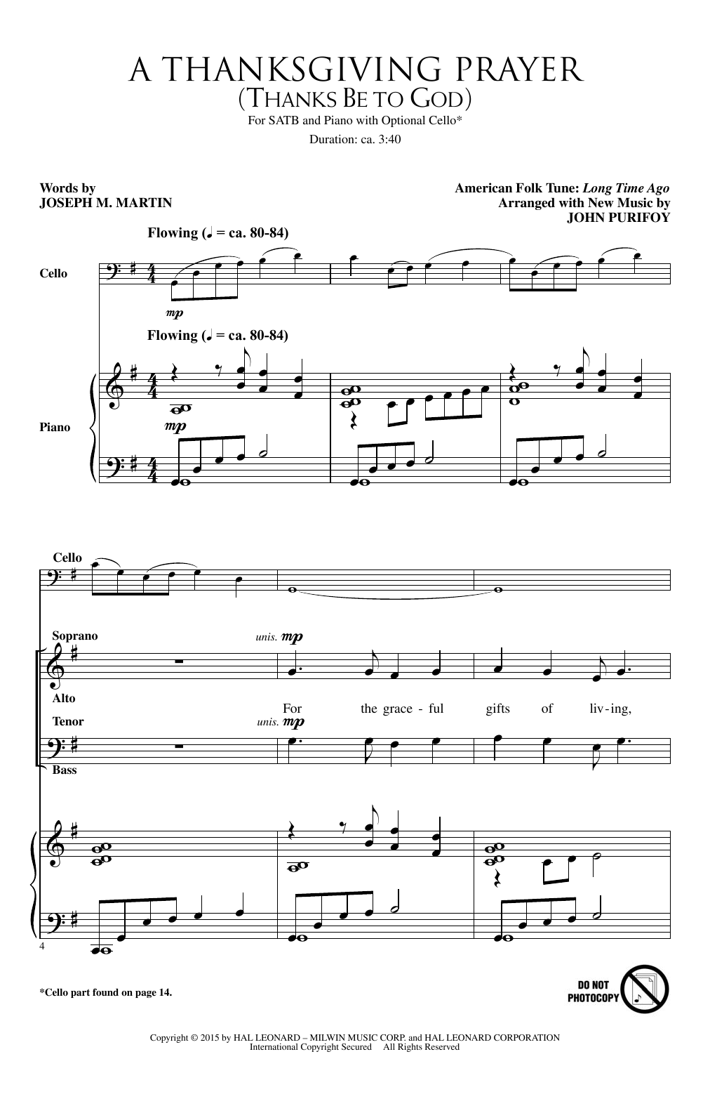 Produktbild zu: A Thanksgiving Prayer (Thanks Be To God)