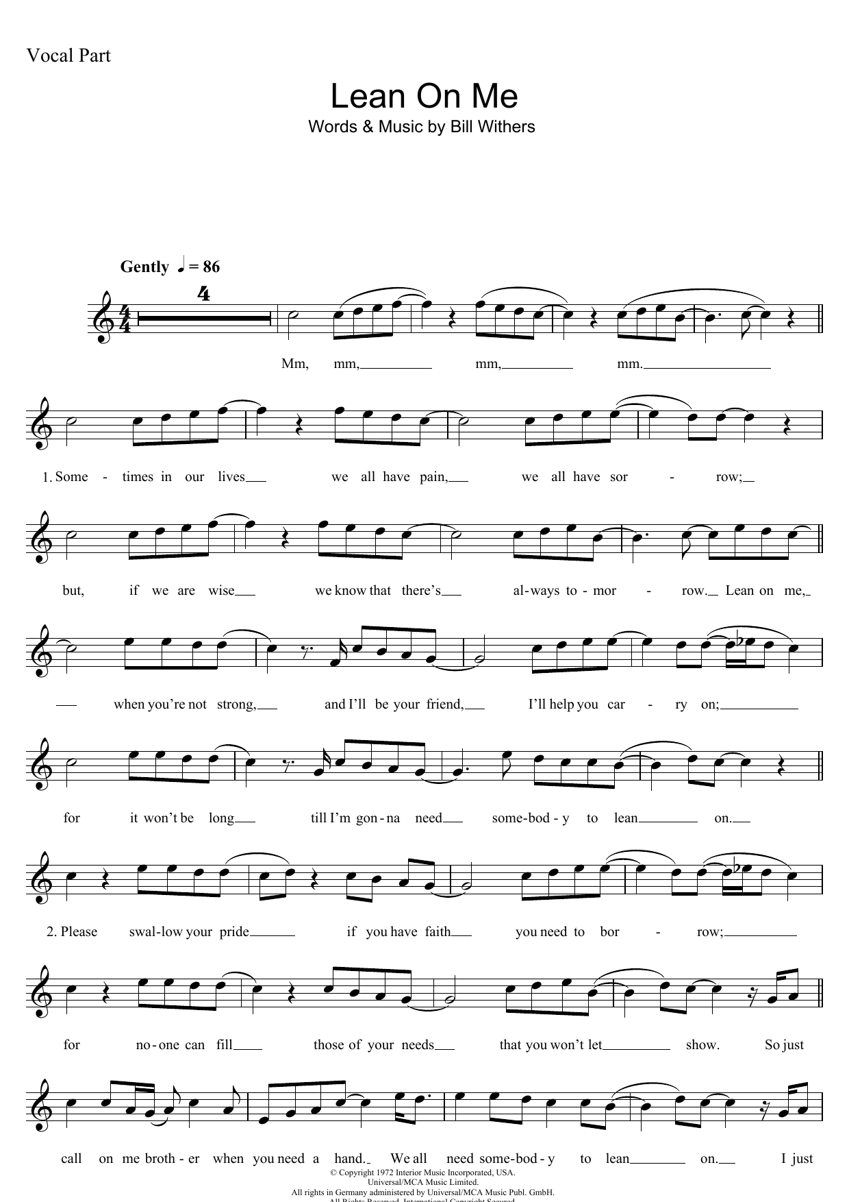 Produktgalerie: Seite 1 von 1 Lean On Me, Bill Withers, Melodieinstrument