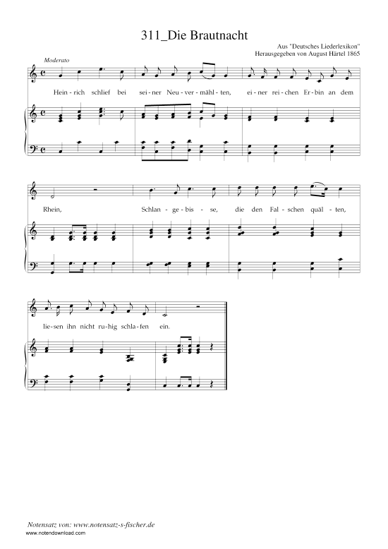 Product picture to: Die Brautnacht Aus "Deutsches Liederlexikon" A. Härtel (1865)