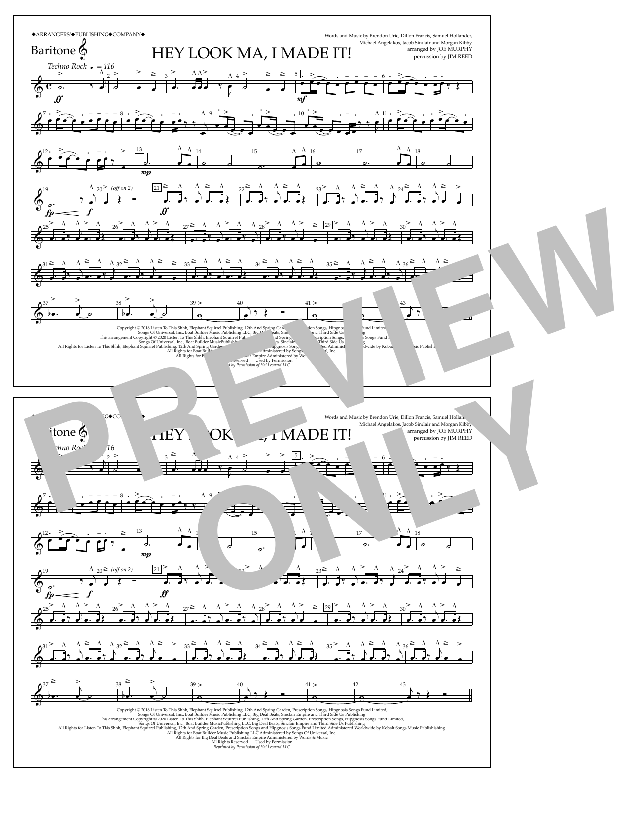 Produktbild zu: Hey Look Ma, I Made It (arr. Joe Murphy) - Baritone T.C.