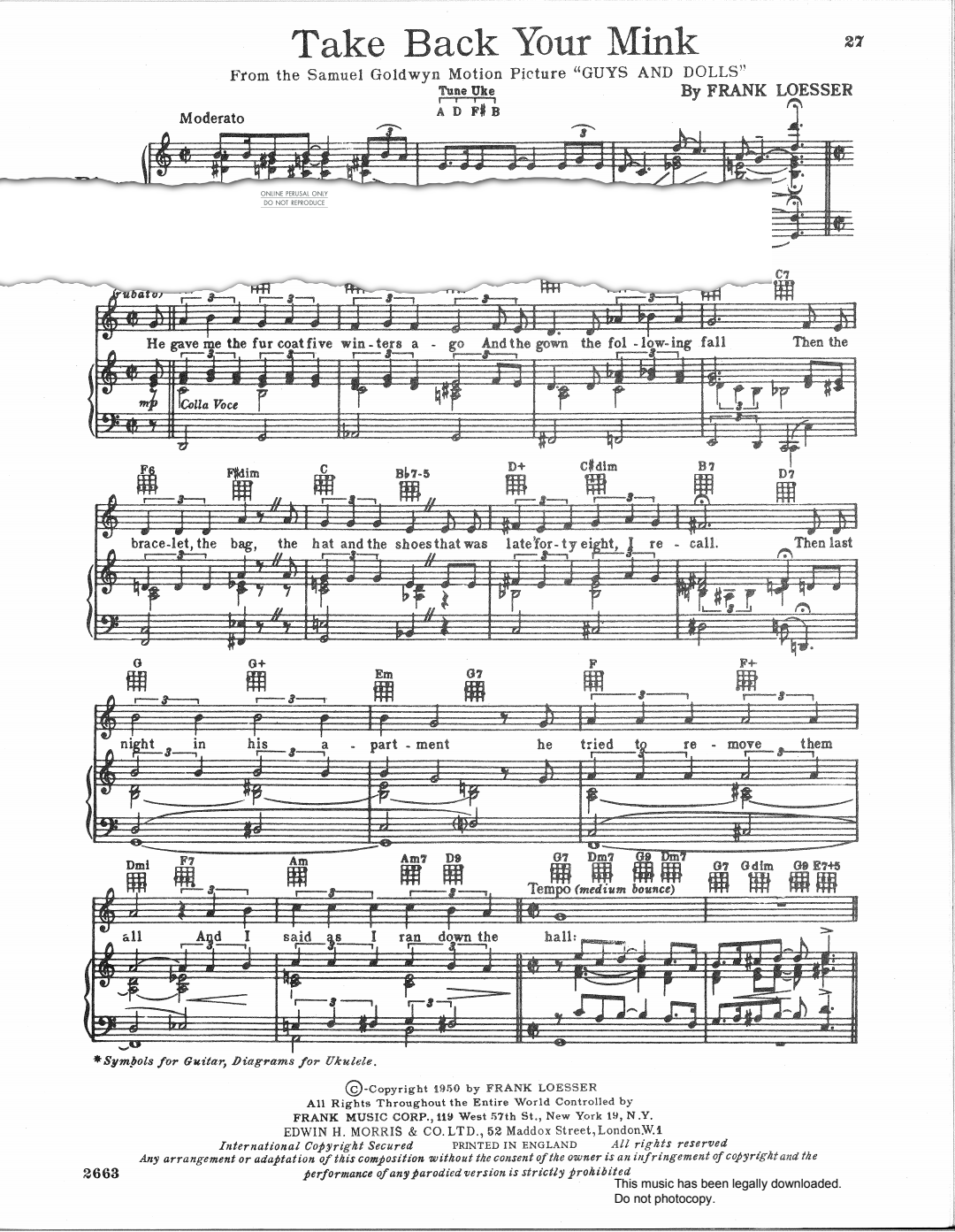 Produktbild zu: Take Back Your Mink (from 'Guys And Dolls')