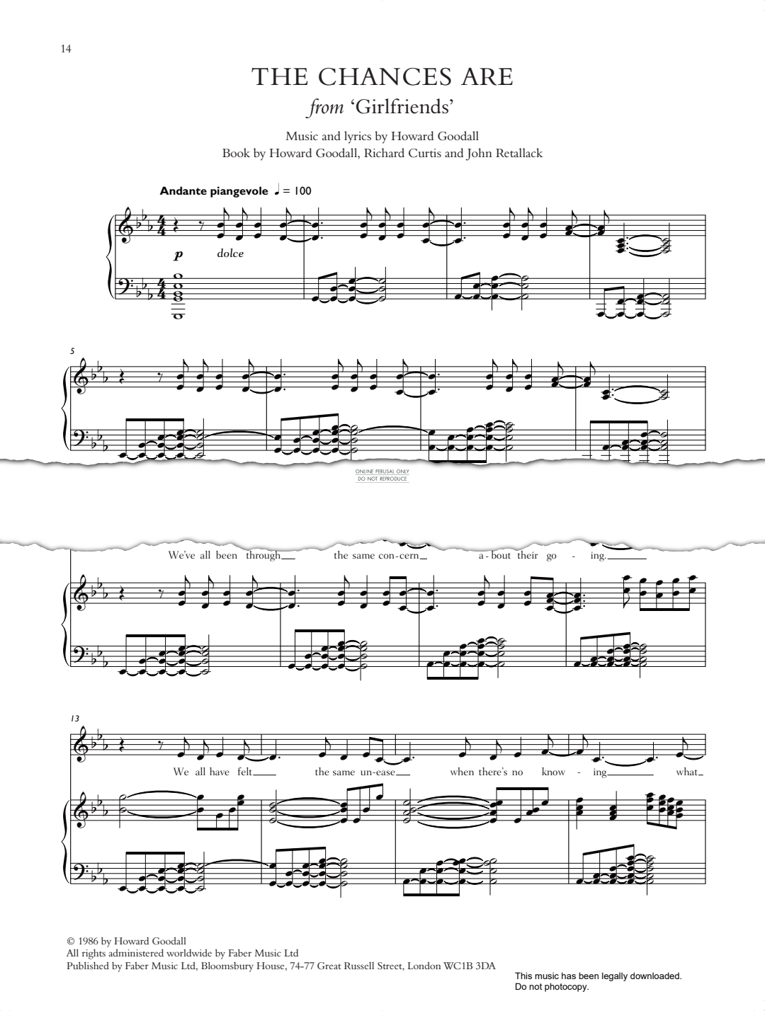 Product gallery: Page 1 of 1 The Chances Are (from 'Girlfriends'), Howard Goodall