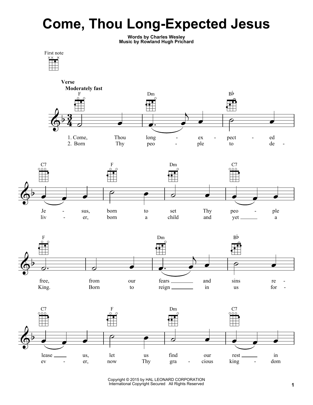 Product gallery: Page 1 of 1 Come, Thou Long-Expected Jesus, Rowland Hugh Prichard