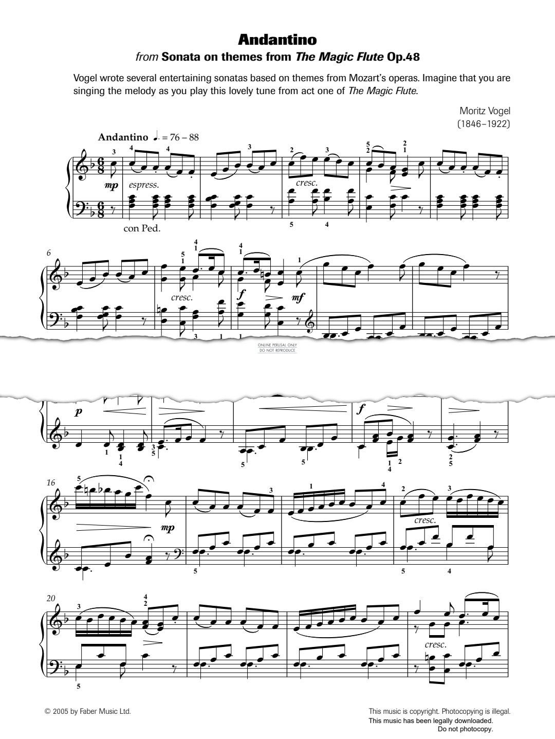 Produktgalerie: Seite 1 von 1 Andantino (from 'Sonata on Themes from The Magic Flute Op.48'), Moritz Vogel, Klavier