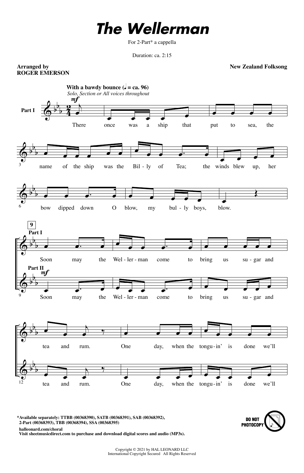 Produktgalerie: Seite 1 von 1 The Wellerman (arr. Roger Emerson), New Zealand Folksong, Chor