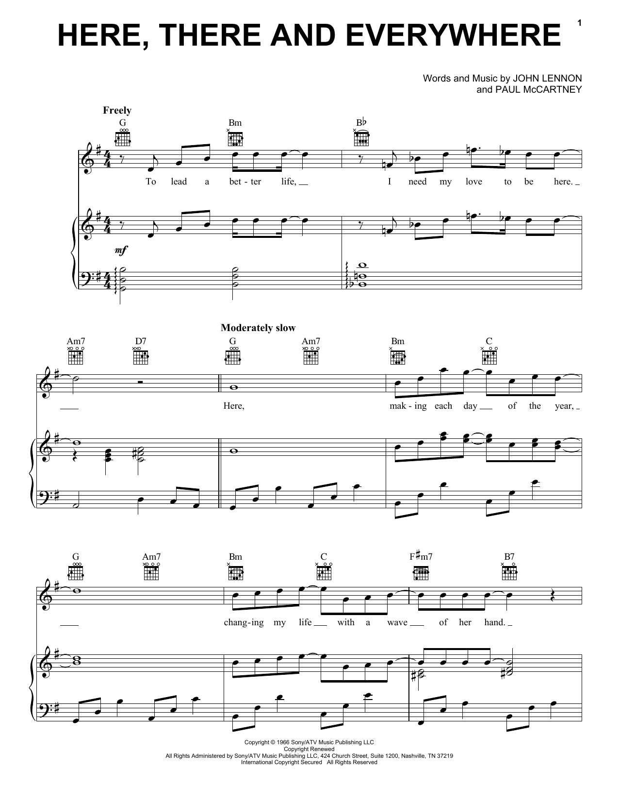 Produktgalerie: Seite 1 von 1 Here, There And Everywhere, The Beatles, Gesang, Gitarre, Klavier