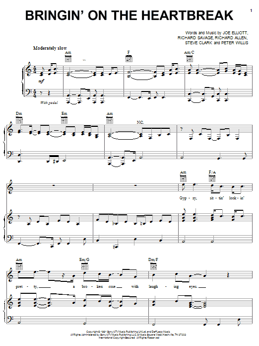 Produktgalerie: Seite 1 von 1 Bringin' On The Heartbreak, Def Leppard, Gesang, Gitarre, Klavier