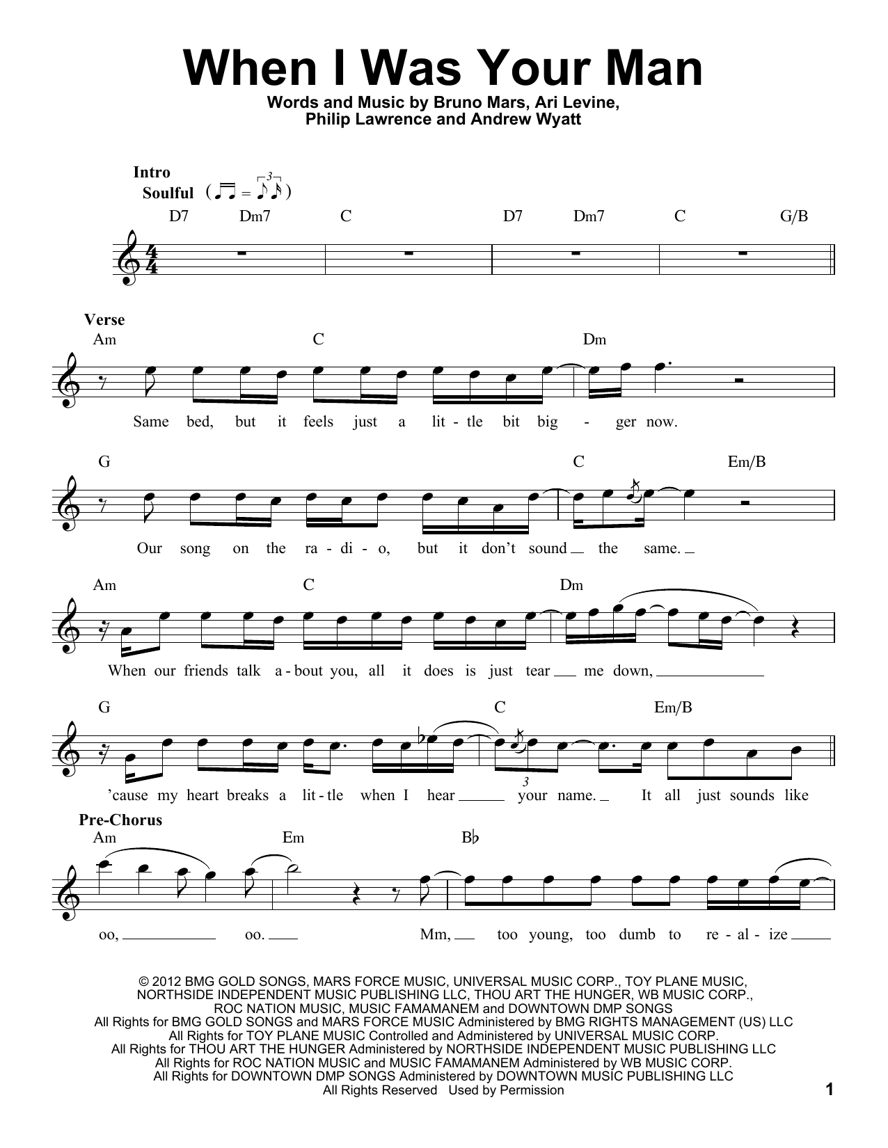 Produktgalerie: Seite 1 von 1 When I Was Your Man, Bruno Mars, Gesang