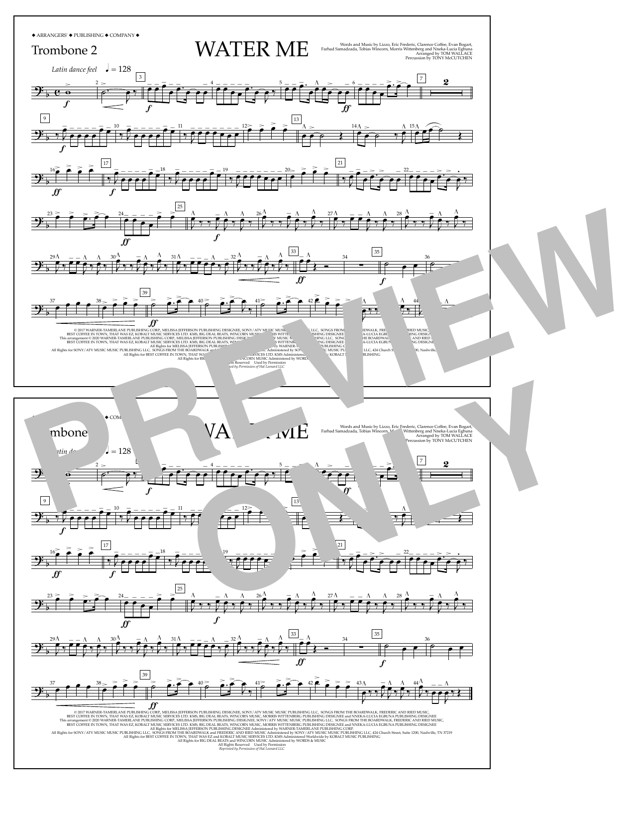 Produktbild zu: Water Me (arr. Tom Wallace) - Trombone 2