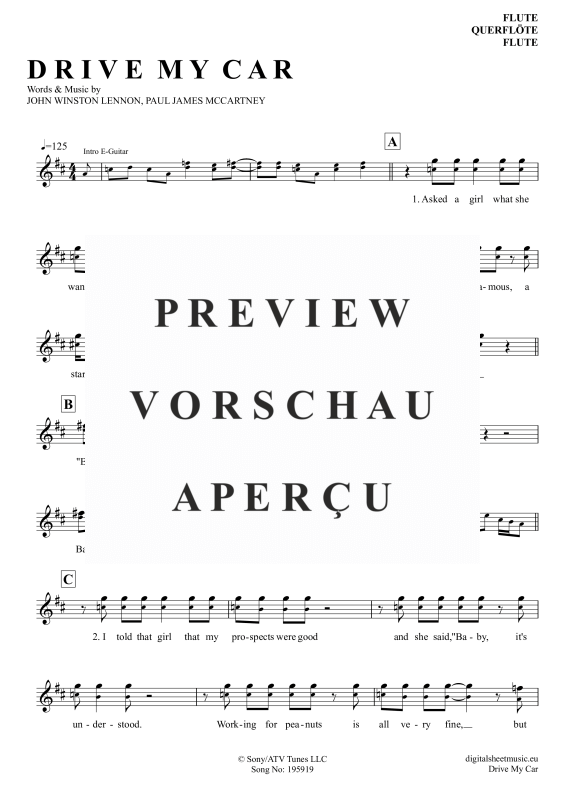 Product gallery: Page 2 of 4 Drive My Car, Beatles, The, Querflöte