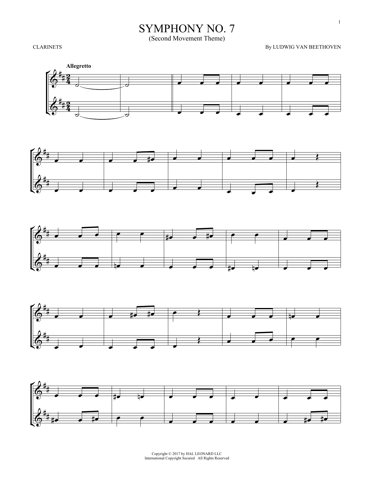 Product gallery: Page 1 of 1 Symphony No. 7 In A Major, Second Movement (Allegretto), Ludwig Van Beethoven