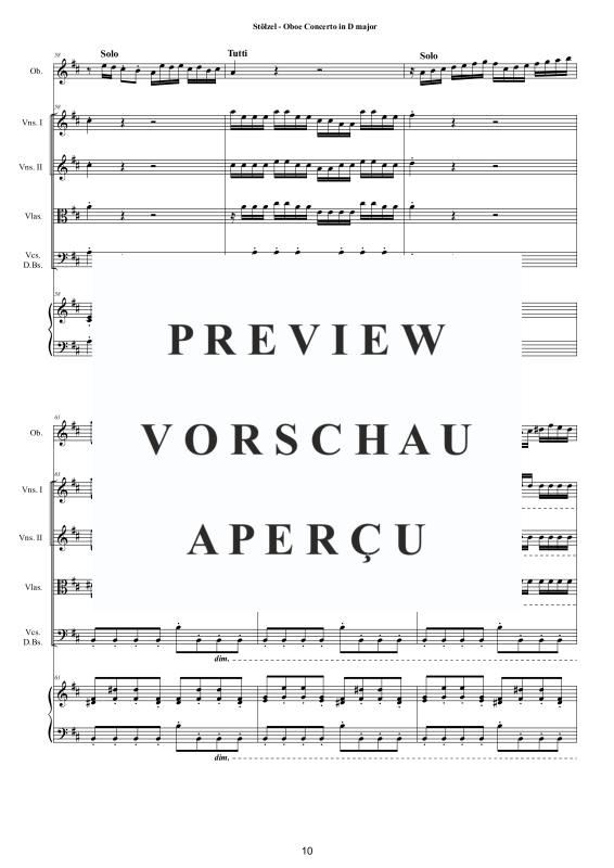 Produktgalerie: Seite 11 von 11 Oboen Konzert in D-Dur, , Oboe Solo, Streicherensemble und Cembalo BC