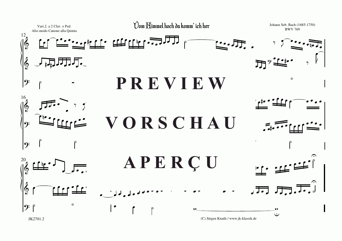 Product gallery: Page 3 of 5 Vom Himmel hoch da komm´ ich her BWV 769 Variation 2. , , (Orgel Solo)