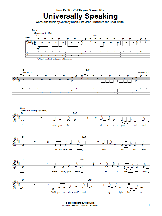 Produktgalerie: Seite 1 von 1 Universally Speaking, Red Hot Chili Peppers, E-Bass