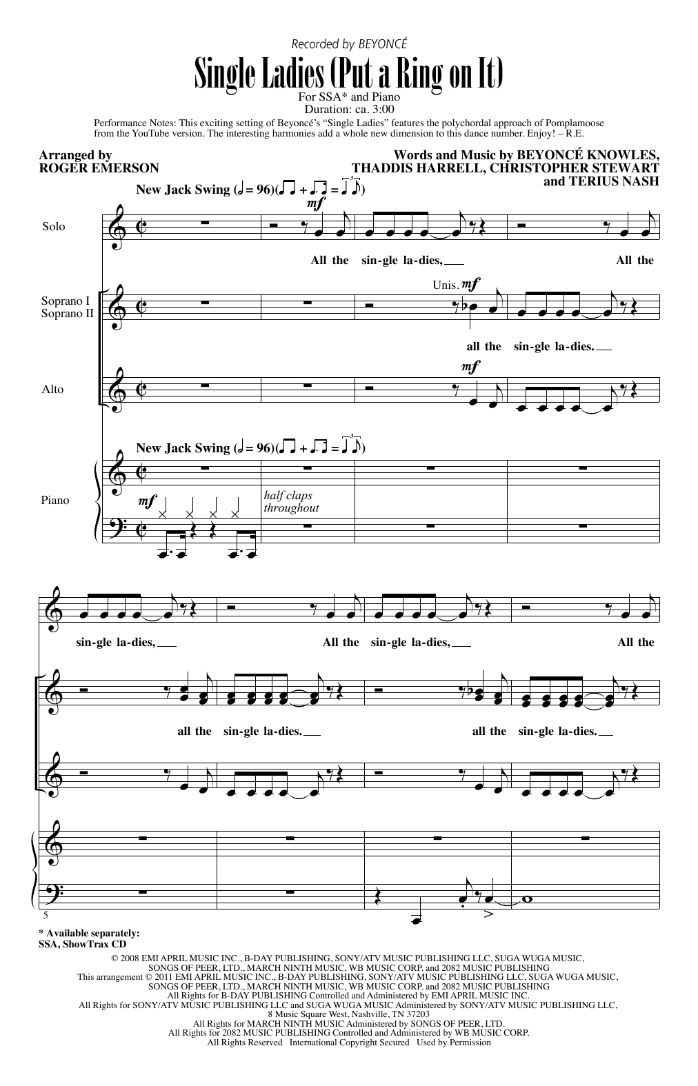 Produktgalerie: Seite 1 von 1 Single Ladies (Put A Ring On It) (arr. Roger Emerson), Beyonce, Chor