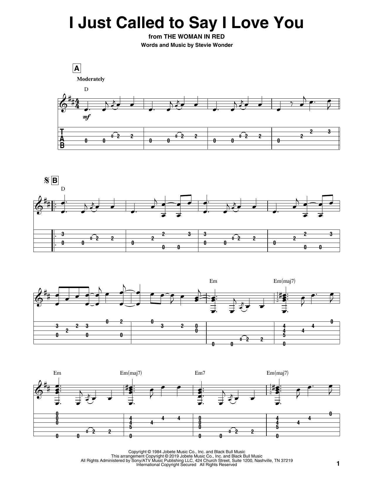 Produktgalerie: Seite 1 von 1 I Just Called To Say I Love You, Stevie Wonder, Gitarre