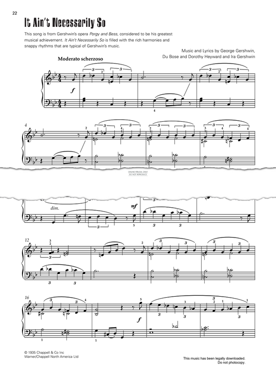 Produktgalerie: Seite 1 von 1 It Ain't Necessarily So (from PORGY AND BESS®), George Gershwin, Klavier