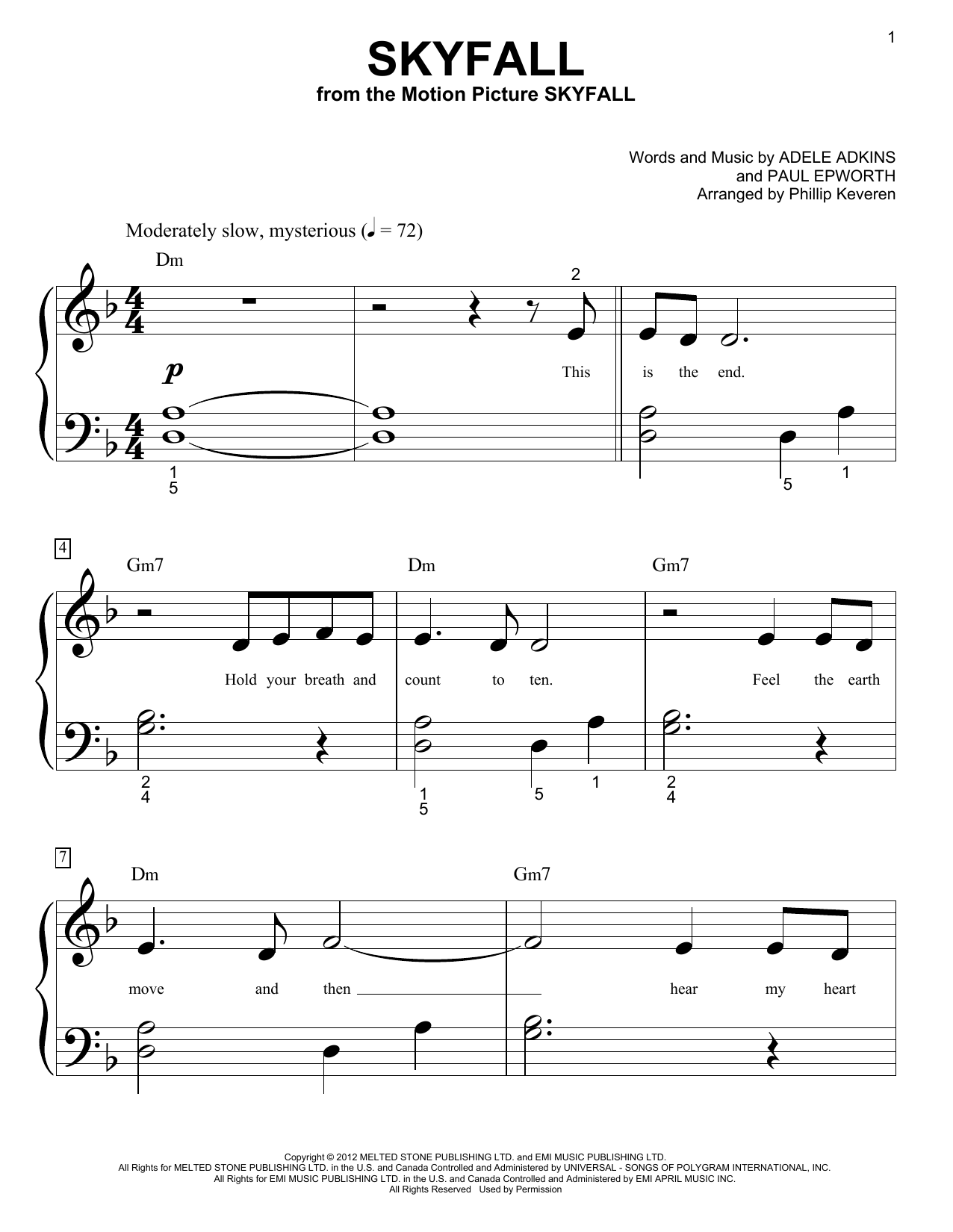 Product picture to: Skyfall (arr. Phillip Keveren)