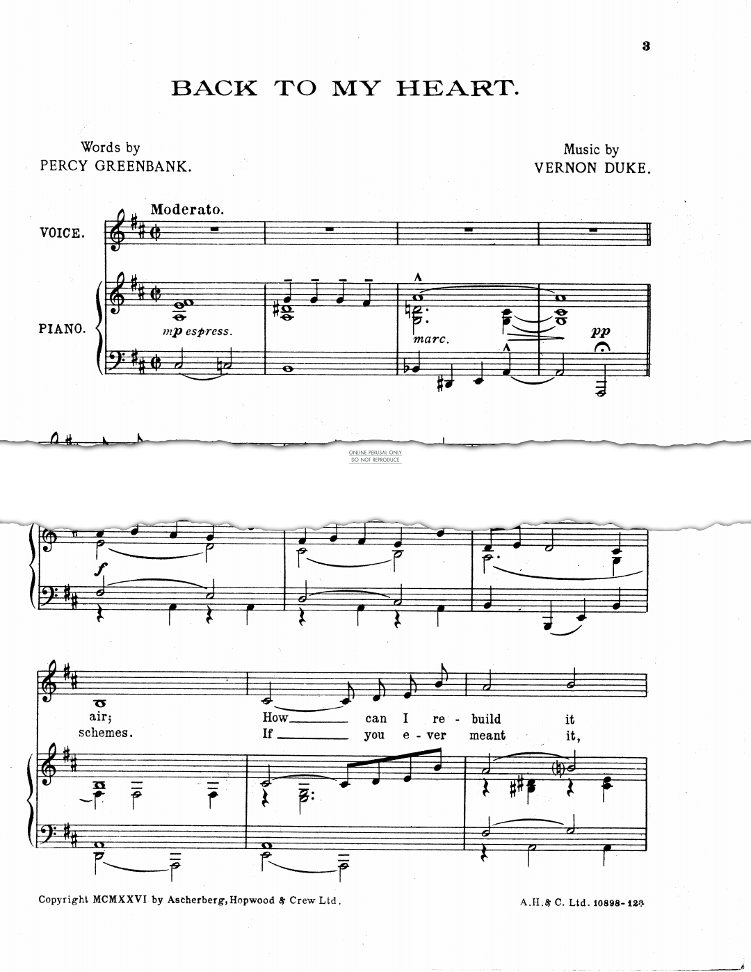 Produktgalerie: Seite 1 von 1 Back To My Heart, Vernon Duke, Gesang, Klavier