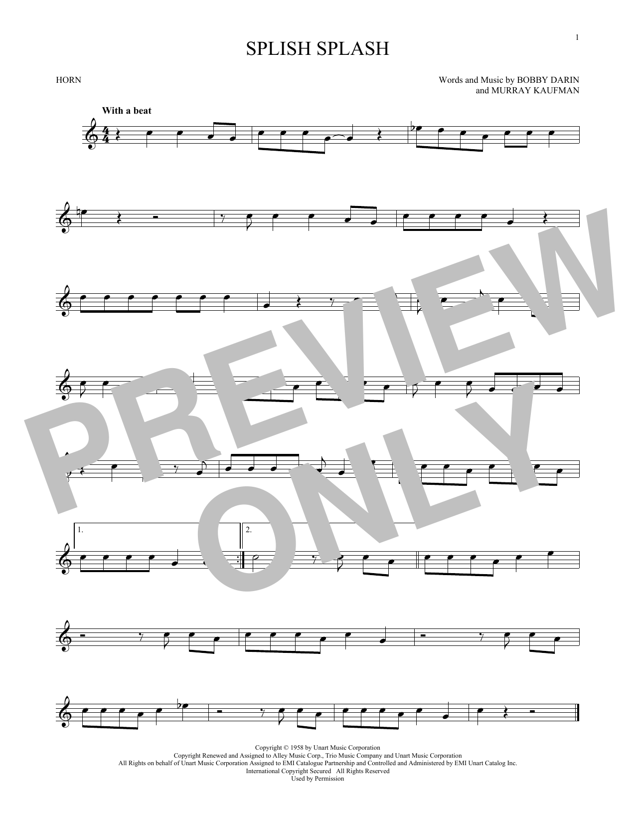 Produktgalerie: Seite 1 von 1 Splish Splash, Bobby Darin, Horn