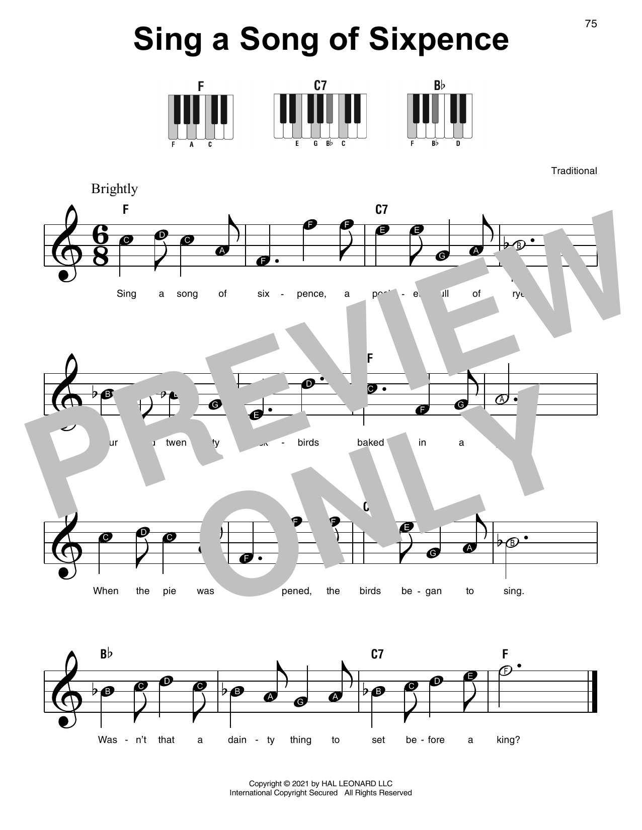 Produktgalerie: Seite 1 von 1 Sing A Song Of Sixpence, Traditional, Klavier