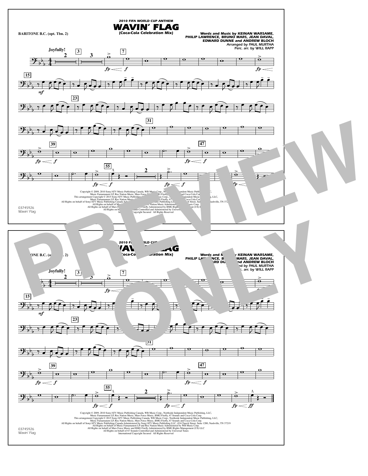 Product picture to: Wavin' Flag - Baritone B.C. (Opt. Tbn. 2)