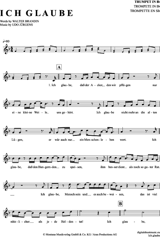 gallery: Ich glaube , Jürgens, Udo, Trompete in B