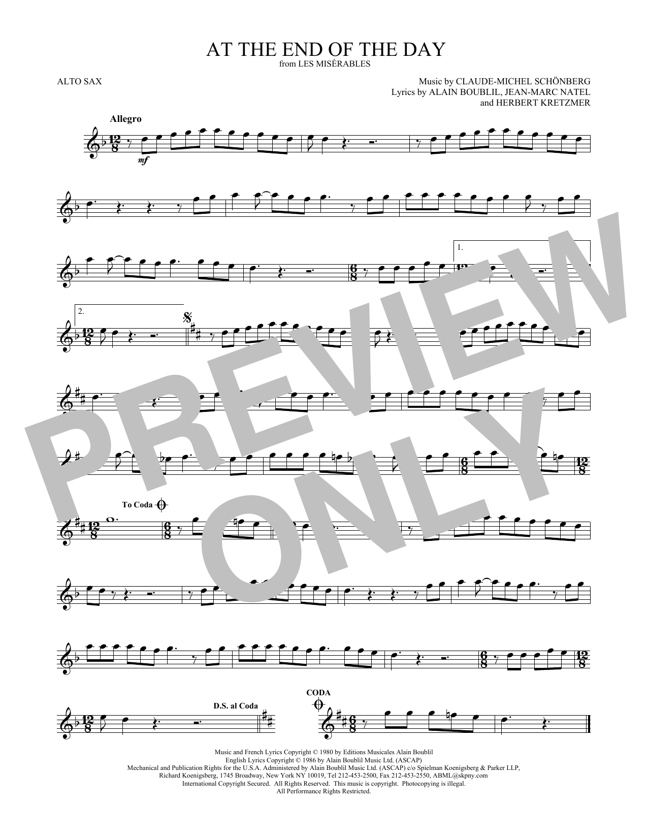 Product gallery: Page 1 of 1 At The End Of The Day, Claude-Michel Schönberg