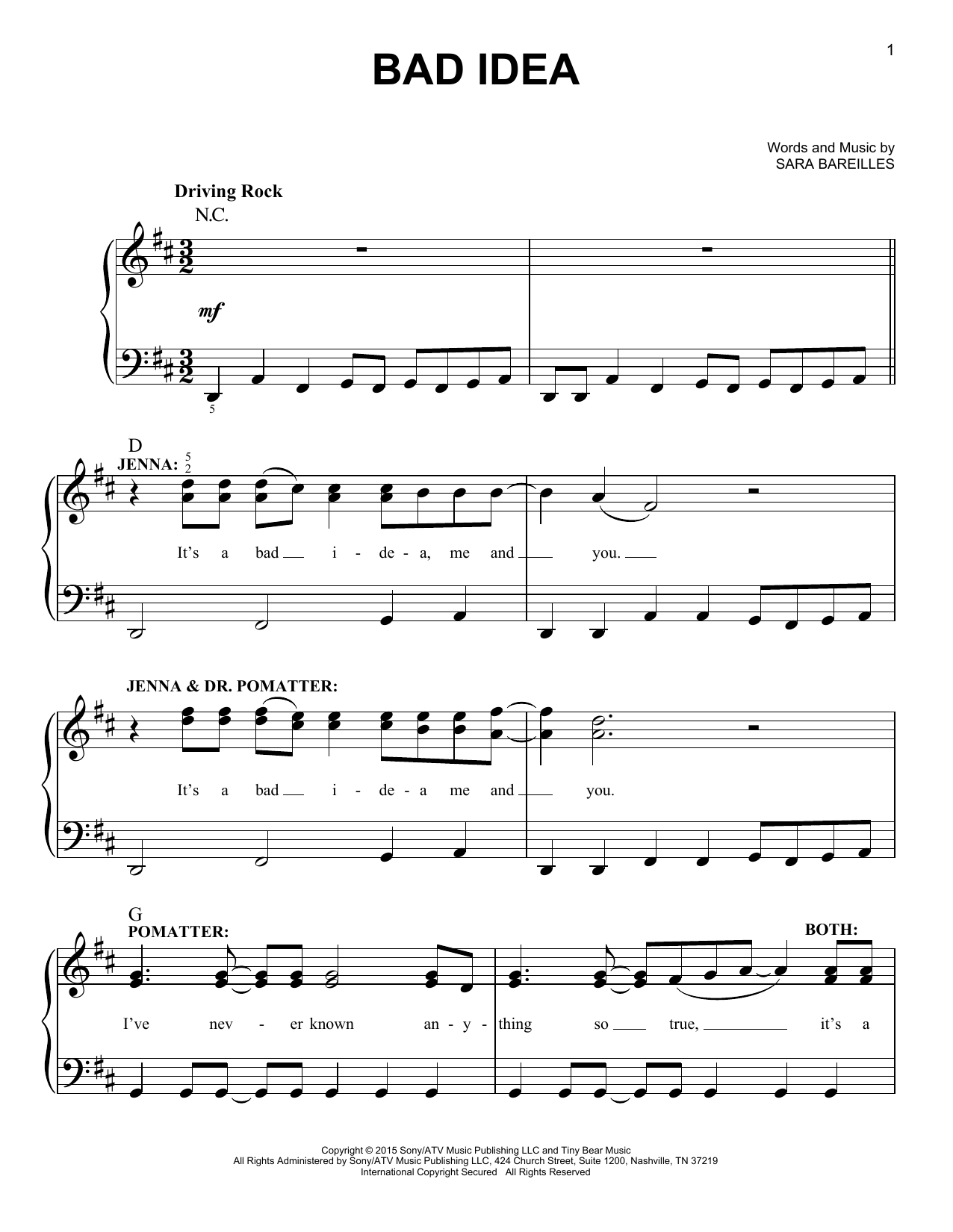 Produktbild zu: Bad Idea (from Waitress The Musical)