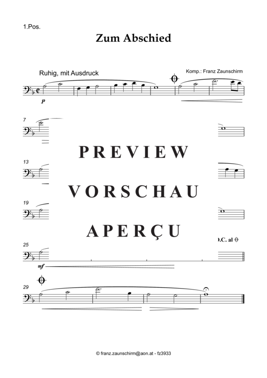 Produktgalerie: Seite 6 von 10 Zum Abschied (Blechbläser Quartett) , , Tiefe Lage