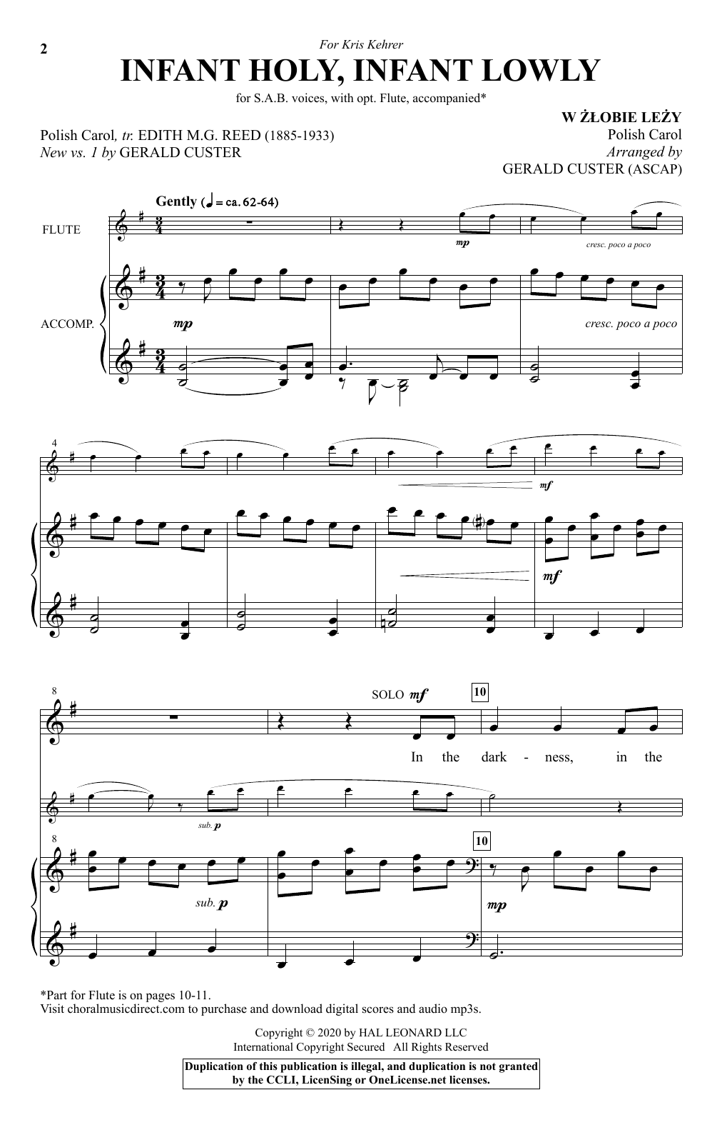 Product gallery: Page 1 of 1 Infant Holy, Infant Lowly (arr. Gerald Custer), Traditional Polish Carol