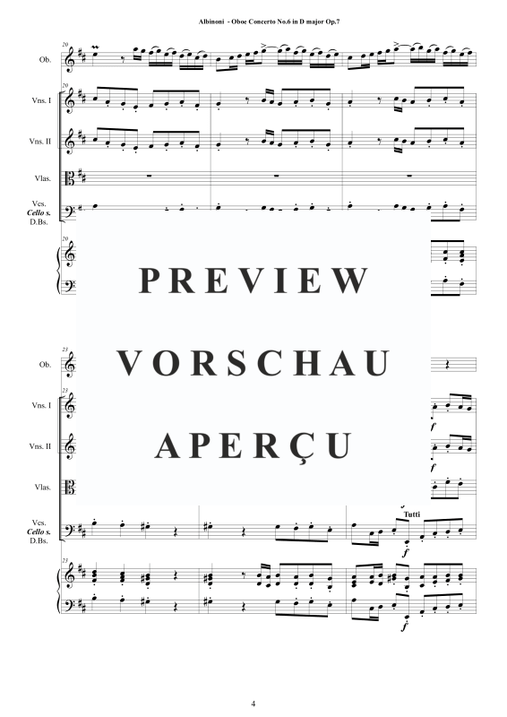 Product gallery: Page 5 of 11 Concerto No.6 in D-Dur Op.7, , Solo Oboe, String Ensemble, and Harpsichord (Basso Continuo)