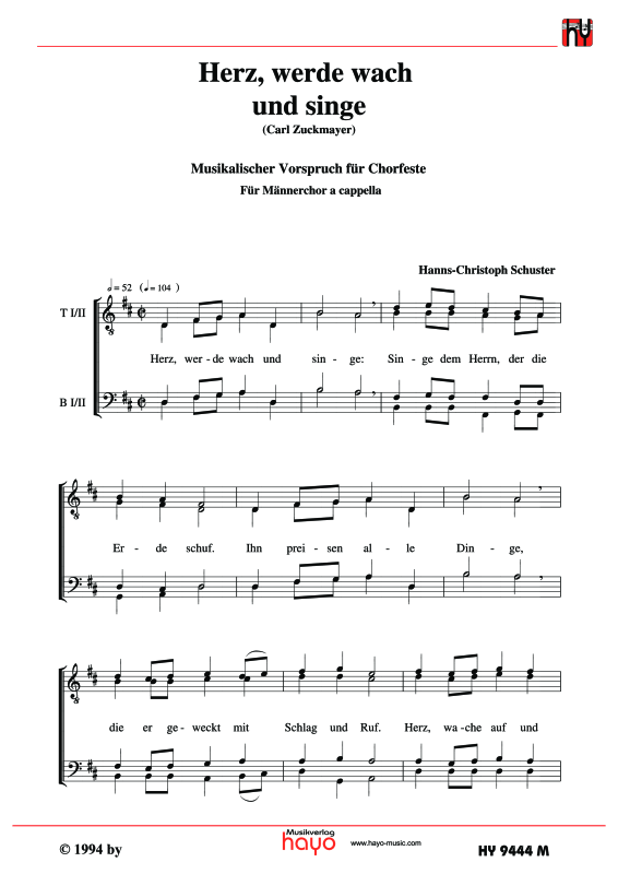 Product gallery: Page 1 of 4 Herz, werde wach und singe, , (male choir)
