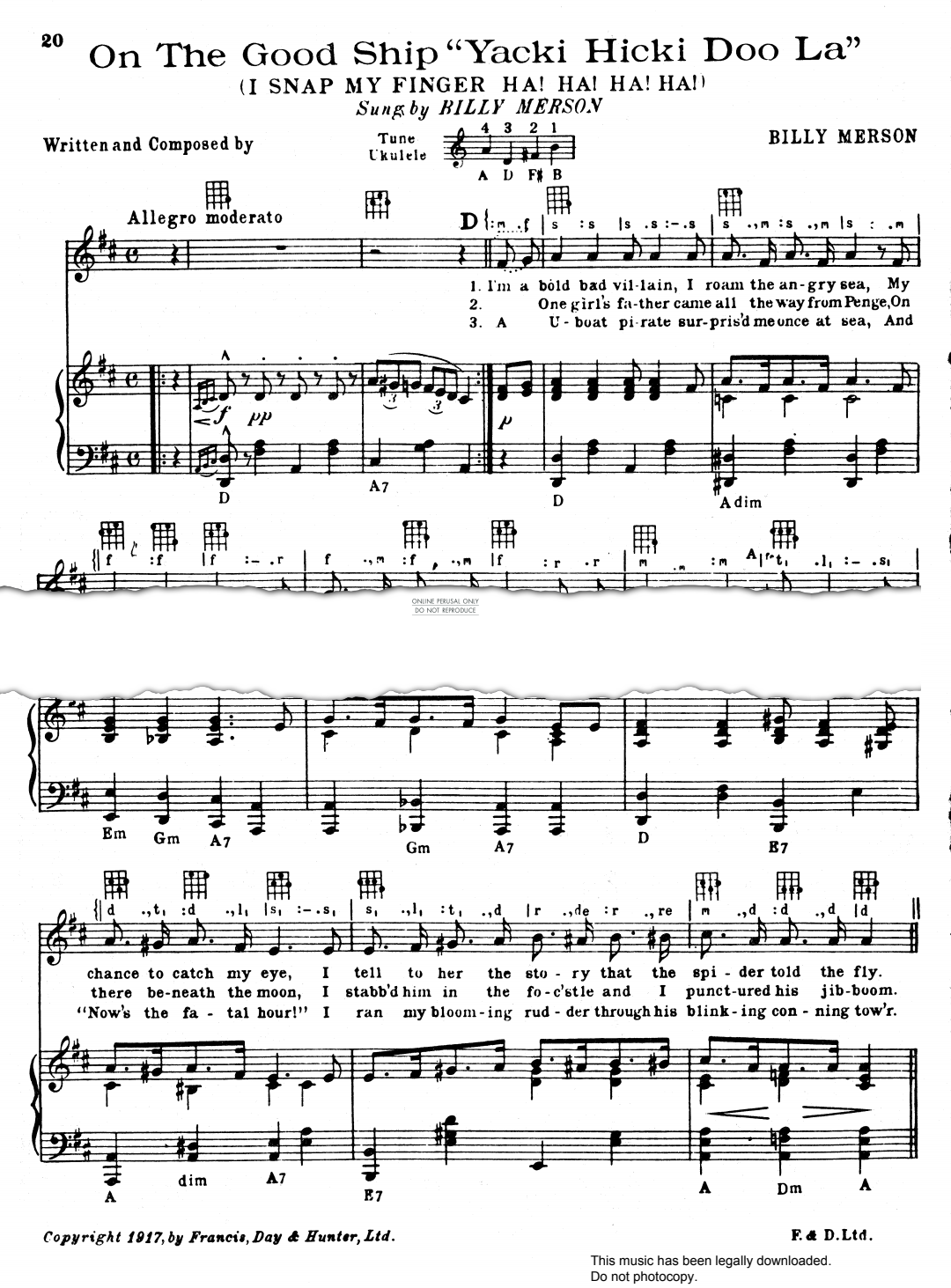 Produktbild zu: On The Good Ship "Yacki Hicki Doo La" ( I Snap My Finger Ha! Ha! Ha! Ha!)