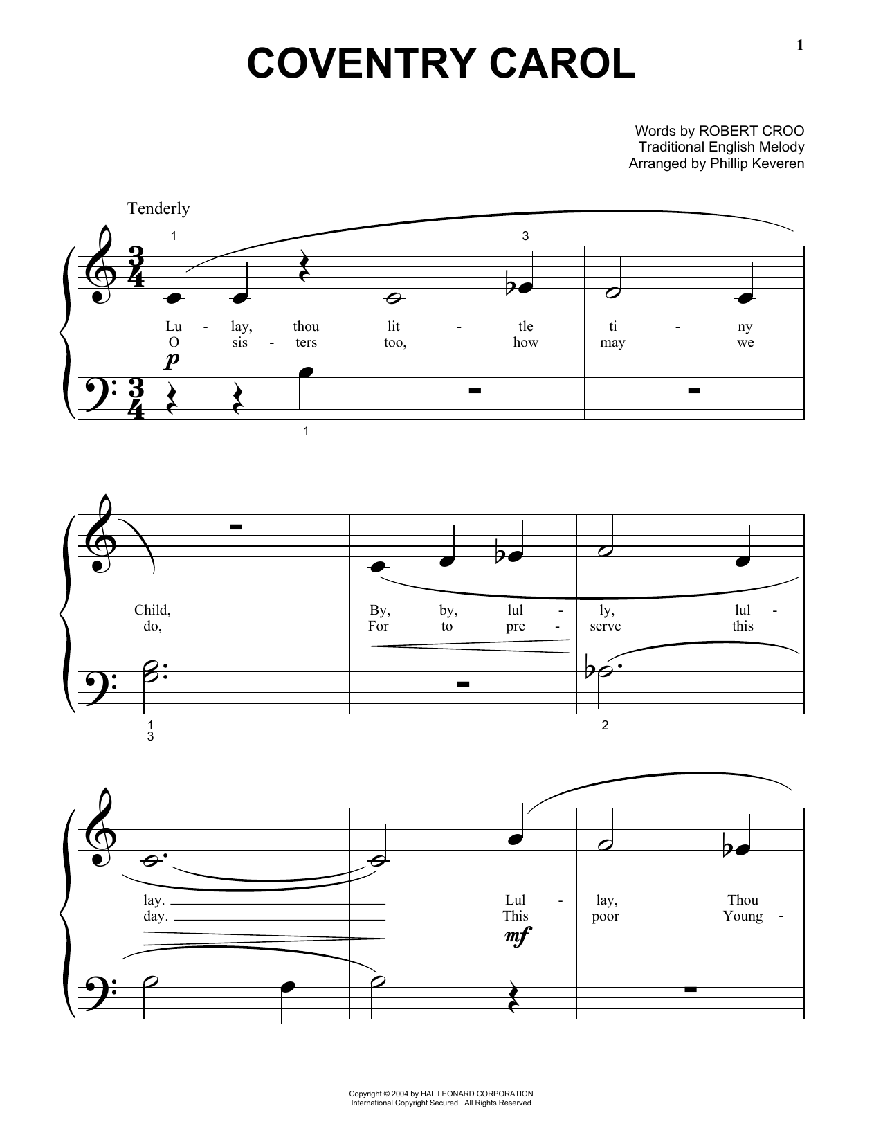 Produktgalerie: Seite 1 von 1 Coventry Carol (arr. Phillip Keveren), Traditional, Klavier