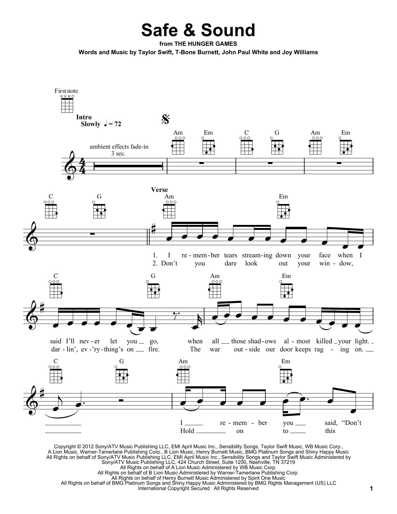 Product gallery: Page 1 of 1 Safe & Sound (feat. The Civil Wars) (from The Hunger Games), Taylor Swift